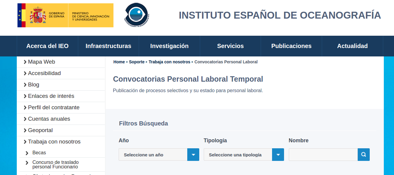 PLAZAS DE CONTRATACIÓN TEMPORAL EN EL INSTITUTO NACIONAL DE OCEANOGRAFÍA